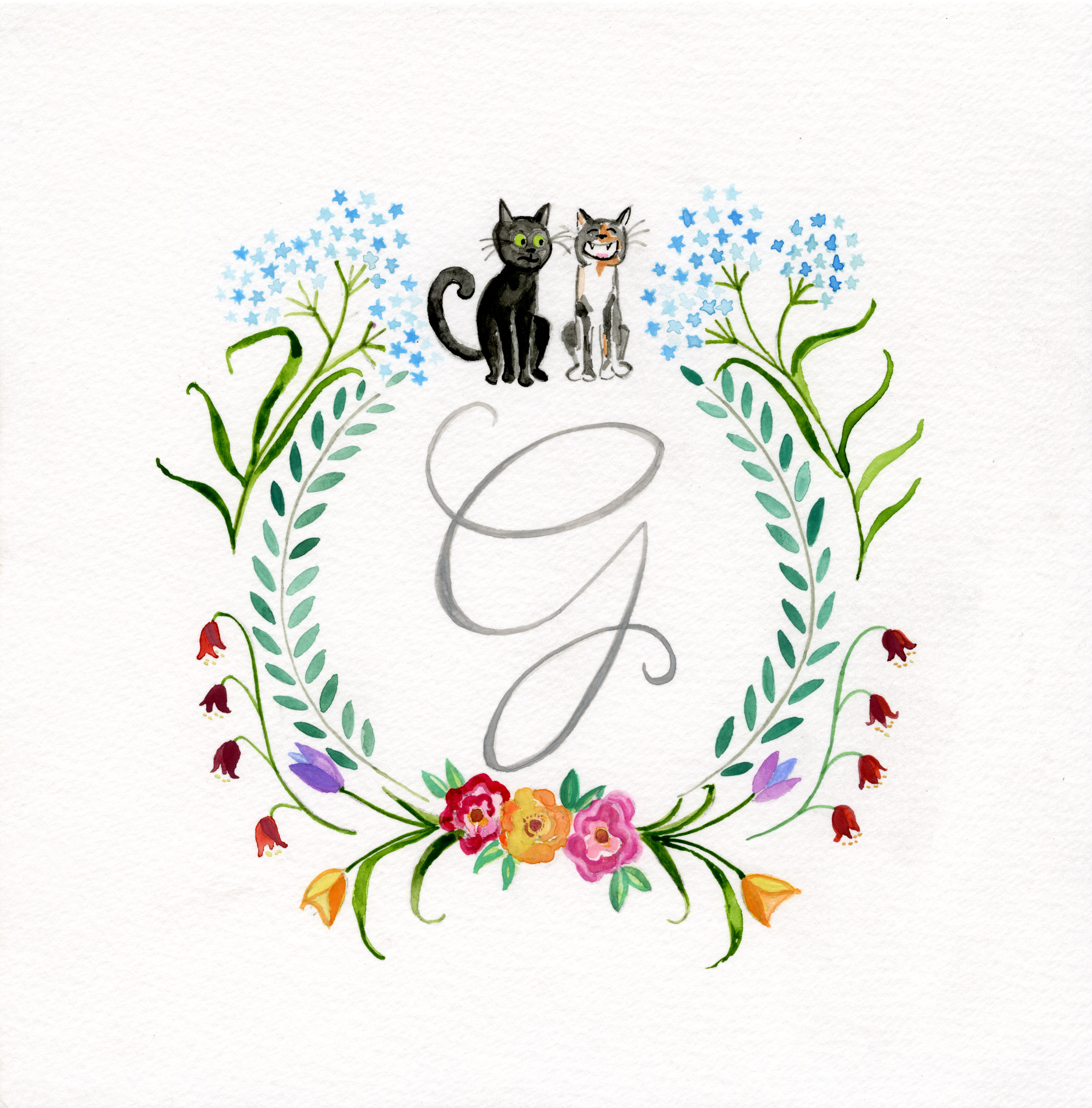 Small Crest / Kittens and Flowers