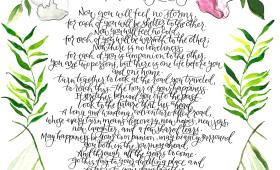 Apache Wedding Blessing with Roses and Palm / Watercolor